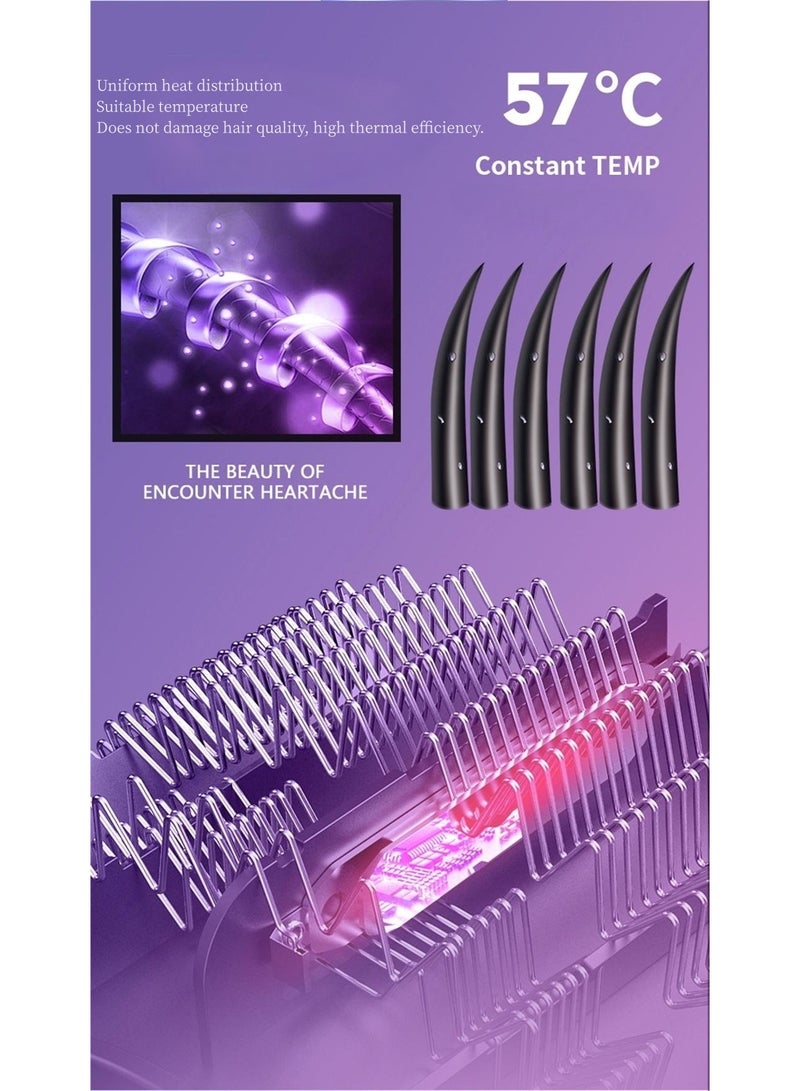 KASTWAVE High Power Hair Dryer, 3 in 1 Extravagant Multifunctional Electric Hair Styler Brush Blow Dryer, 800W Hot Air Brush Leafless Curly Straight Hair Dryer, Purple - Image 5